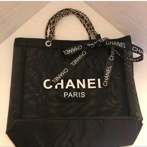 Chanel Black Mesh Tote Bag Large
